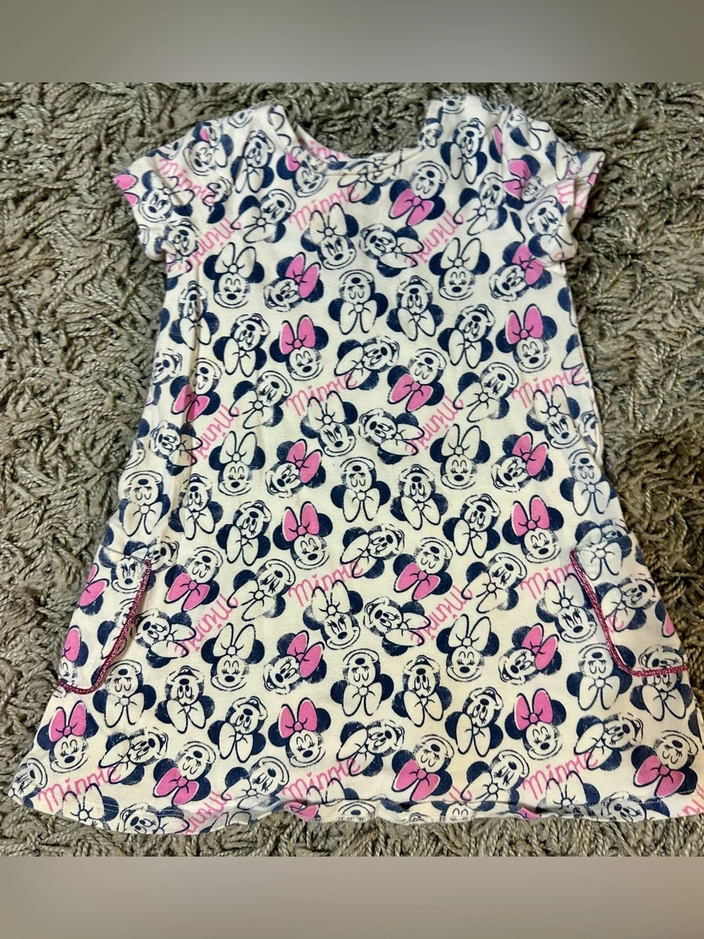 Disney Minnie Mouse Pink and White Short Sleeve Pajama Dresses